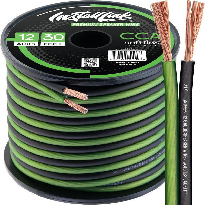 Install Link 12 AWG Gauge Speaker Wire Cable (30 Feet) Stereo, Car or Home Theater, CCA - Image 1